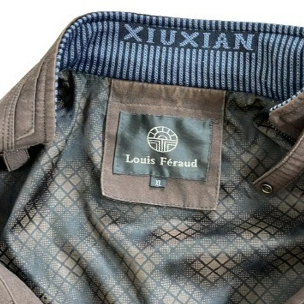 Louis Feraud Men's Brown Jacket Pockets Zip‎ -Up Style Size XL